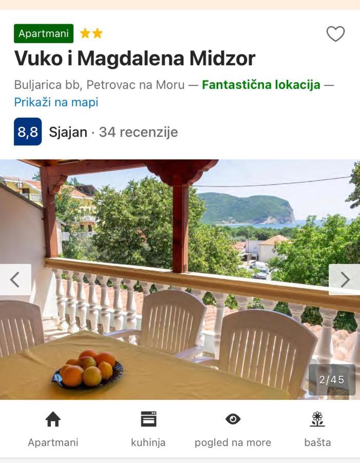 Апартаменты Vuko I Magdalena Midzor Петровац Экстерьер фото